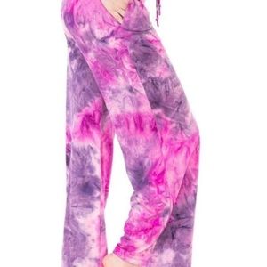 Pink & Purple Wide Leg Buttery Soft Lounge Pajama Pants. Leggings.